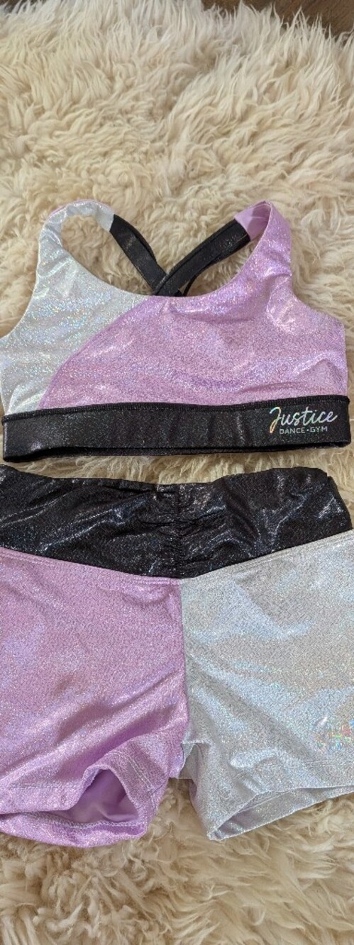 Justice Kids Lavender, Black & Iridescent Shimmer Dance Set